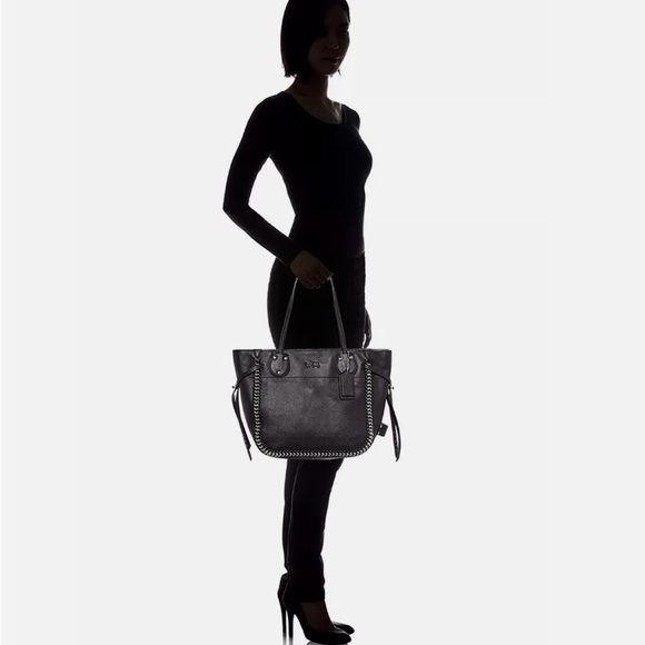 NWT Coach Whiplash Black Leather Tatum Satchel Bag w/ Gold Accents Retail $550 - Picture 5 of 12